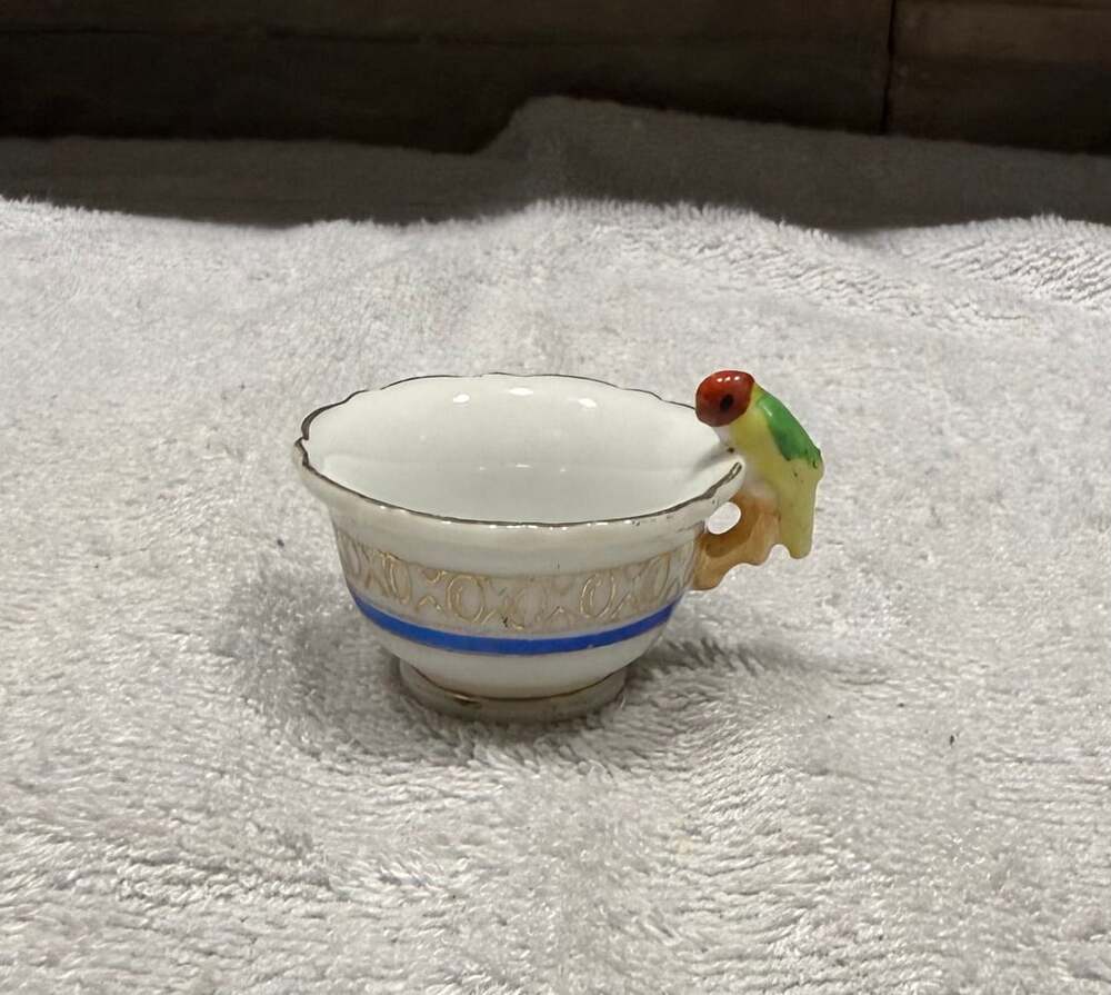 Vintage Japan Miniature Teacup Parrot Handle